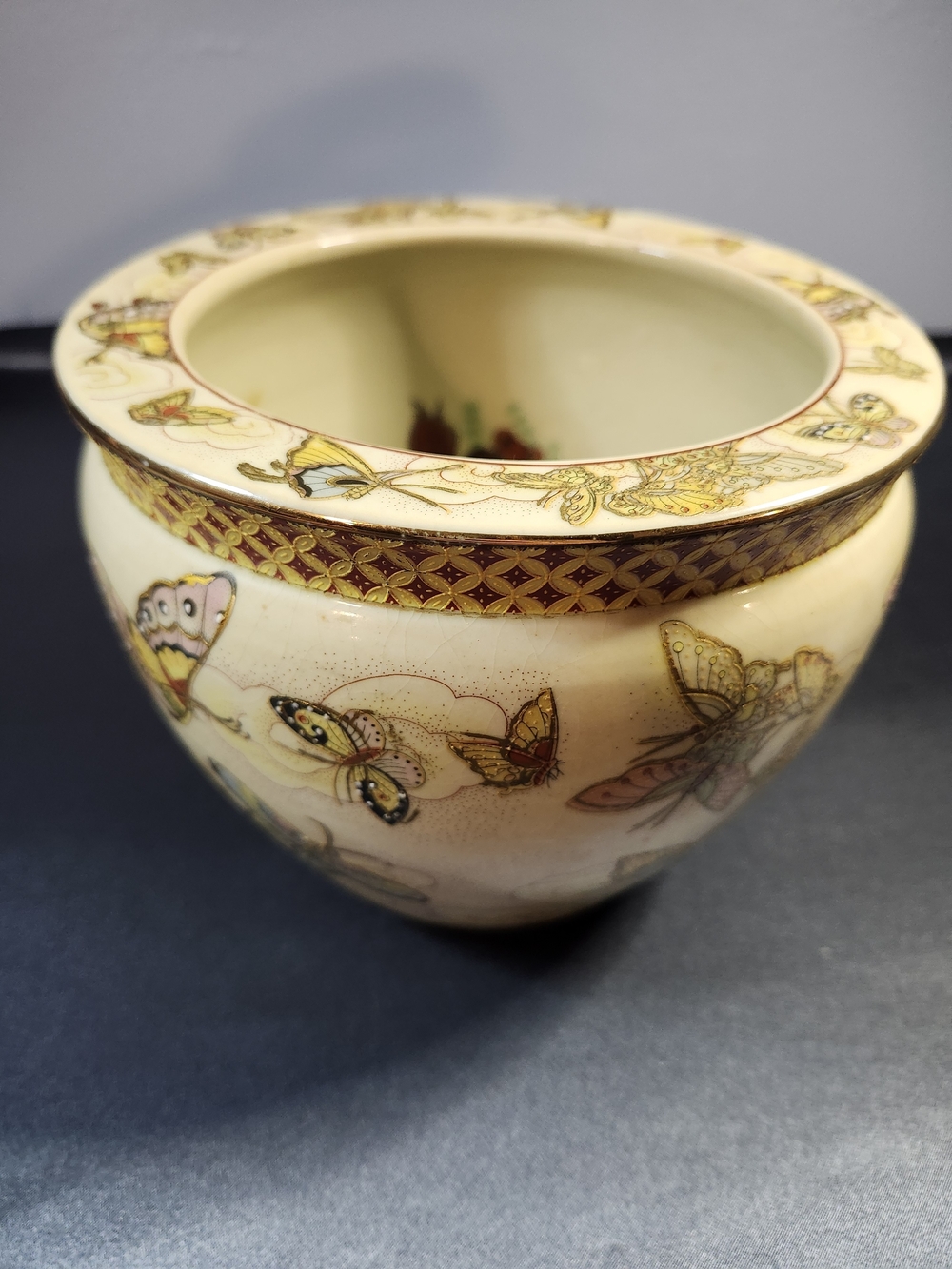 New England Pottery Koi Fish Butterflies Butterfly Planter Chinese